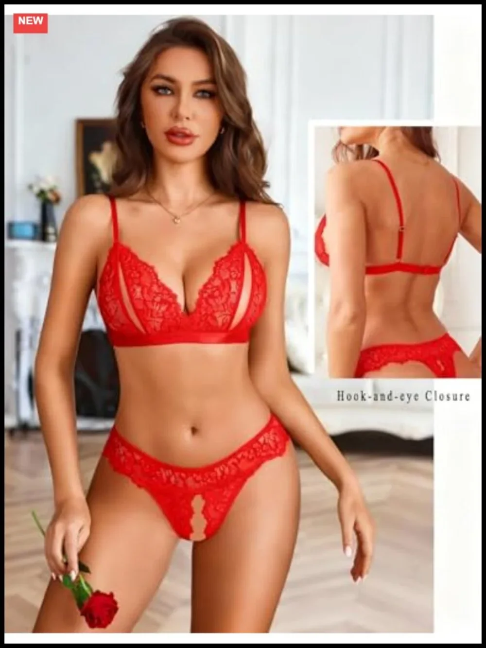 Sexy Lace Lingerie Set with Wireless Cutout Bra and Panty